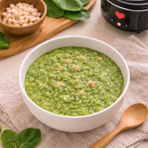 Bubur Bayam Ayam Slow Cooker